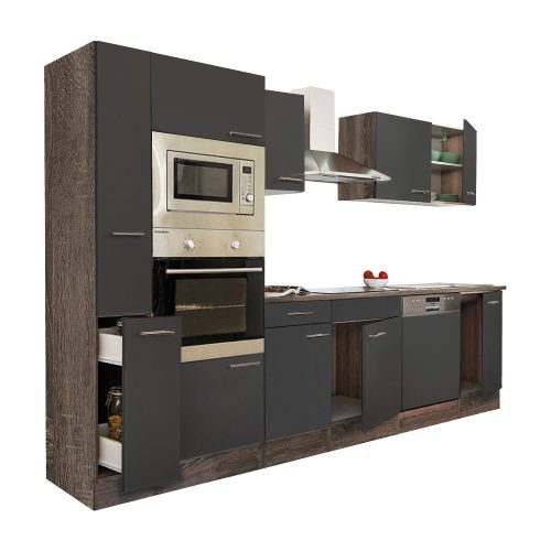 Yorki 310 konyhabútor yorki tölgy korpusz,selyemfényű antracit fronttal