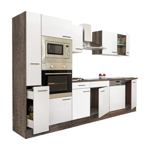 Yorki 310 konyhabútor yorki tölgy korpusz,selyemfényű fehér fronttal