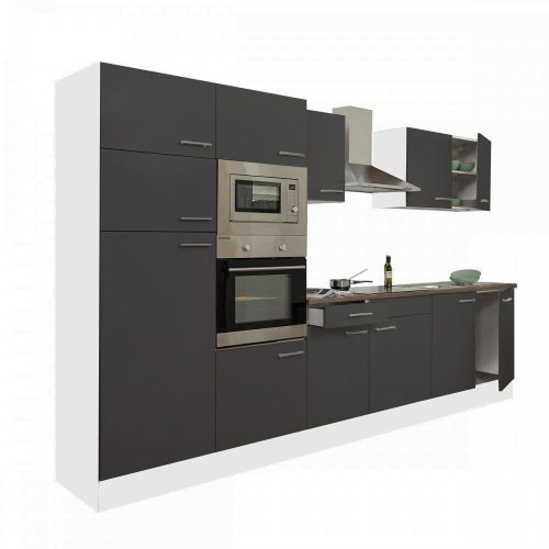 Yorki 330 konyhabútor fehér korpusz,selyemfényű antracit fronttal