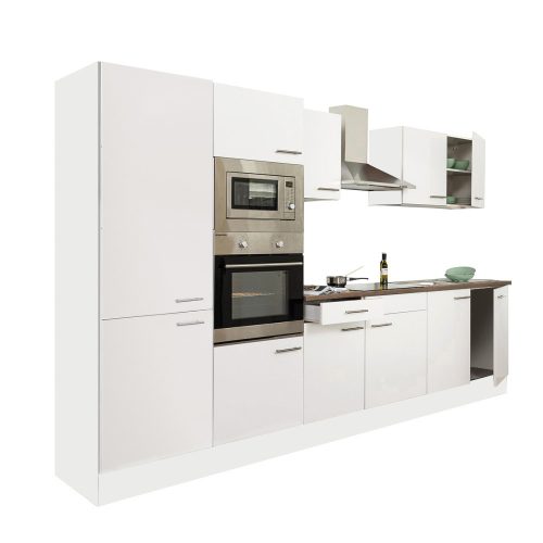 Yorki 330 konyhabútor fehér korpusz,selyemfényű fehér fronttal polcos szekrénnyel