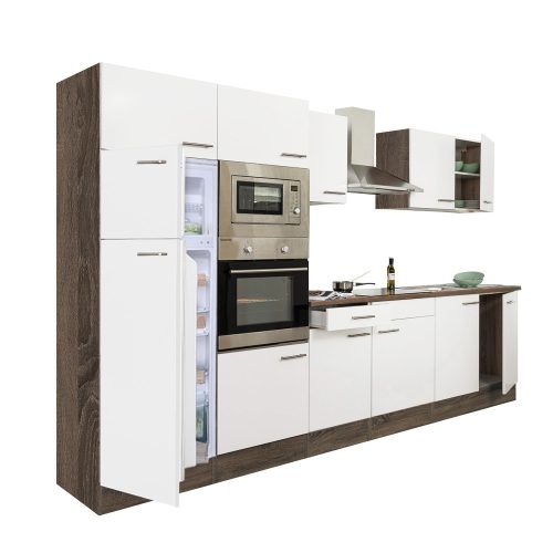 Yorki 330 konyhabútor yorki tölgy korpusz,selyemfényű fehér fronttal