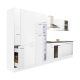 Yorki 360 konyhabútor fehér korpusz,selyemfényű fehér fronttal polcos szekrénnyel és felülfagyasztós hűtős szekrénnyel