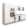 Yorki 360 konyhabútor sonoma tölgy korpusz,selyemfényű fehér fronttal