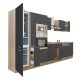 Yorki 370 konyhabútor sonoma tölgy korpusz,selyemfényű antracit fronttal alulfagyasztós hűtős szekrénnyel