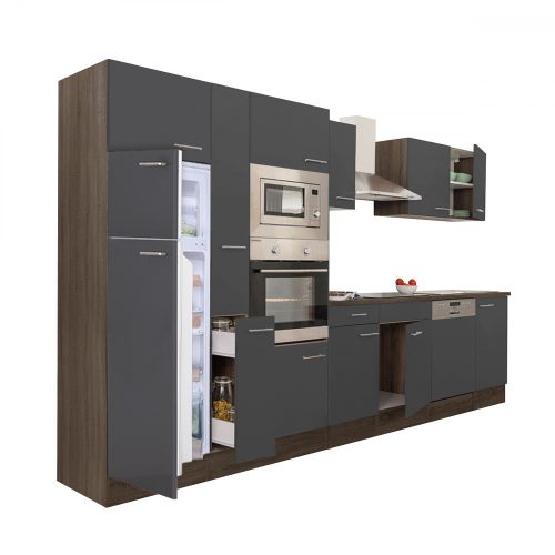 Yorki 370 konyhabútor yorki tölgy korpusz,selyemfényű antracit fronttal