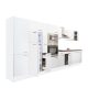 Yorki 420 konyhabútor fehér korpusz,selyemfényű fehér fronttal felülfagyasztós hűtős szekrénnyel
