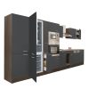 Yorki 430 konyhabútor yorki tölgy korpusz,selyemfényű antracit fronttal alulfagyasztós hűtős szekrénnyel