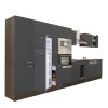 Yorki 430 konyhabútor yorki tölgy korpusz,selyemfényű antracit fronttal felülfagyasztós hűtős szekrénnyel