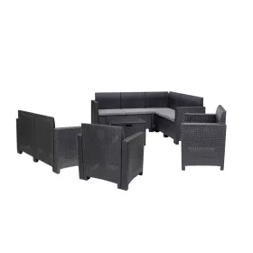 Nero V 9 személyes sarok kerti bútor garnitúra grafit