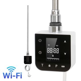   Wifi-s fűtőpatron törölközőszárító radiátorhoz digitális hőfokszabályozóval 800W fehér