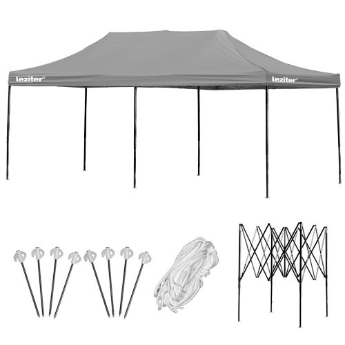 Összecsukható kerti pavilon 3x6 m szürke