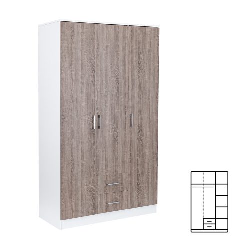 Miami gardróbszekrény 120x205 cm yorki tölgy-fehér