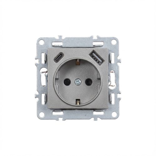 Nova földelt csatlakozóaljzat USB csatlakozóval 2A szürke