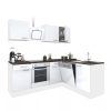 Yorki 220 sarok konyhabútor fehér korpusz,selyemfényű fehér fronttal alsó sütős elemmel