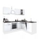 Yorki 220 sarok konyhabútor fehér korpusz,selyemfényű fehér fronttal alsó sütős elemmel