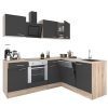 Yorki 220 sarok konyhabútor sonoma tölgy korpusz,selyemfényű antracit fronttal alsó sütős elemmel