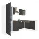Yorki 280 sarok konyhabútor fehér korpusz,selyemfényű antracit fronttal alulagyasztós hűtős szekrénnyel