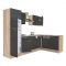 Yorki 280 sarok konyhabútor sonoma tölgy korpusz,selyemfényű antracit fronttal felülfagyasztós hűtős szekrénnyel