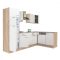 Yorki 280 sarok konyhabútor sonoma tölgy korpusz,selyemfényű fehér fronttal felülfagyasztós hűtős szekrénnyel