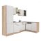 Yorki 280 sarok konyhabútor sonoma tölgy korpusz,selyemfényű fehér fronttal polcos szekrénnyel