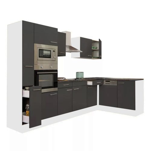 Yorki 310 sarok konyhabútor fehér korpusz,selyemfényű antracit fronttal