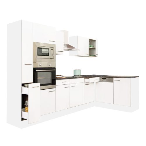 Yorki 310 sarok konyhabútor fehér korpusz,selyemfényű fehér fronttal