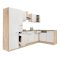 Yorki 310 sarok konyhabútor sonoma tölgy korpusz,selyemfényű fehér fronttal polcos szekrénnyel