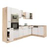 Yorki 310 sarok konyhabútor sonoma tölgy korpusz,selyemfényű fehér fronttal