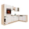 Yorki 310 sarok konyhabútor sonoma tölgy korpusz,selyemfényű fehér fronttal