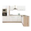 Yorki 310 sarok konyhabútor sonoma tölgy korpusz,selyemfényű fehér fronttal