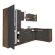 Yorki 310 sarok konyhabútor yorki tölgy korpusz,selyemfényű antracit fronttal alulagyasztós hűtős szekrénnyel