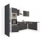 Yorki 340 sarok konyhabútor fehér korpusz,selyemfényű antracit fronttal alulagyasztós hűtős szekrénnyel