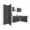 Yorki 340 sarok konyhabútor fehér korpusz,selyemfényű antracit fronttal polcos szekrénnyel és alulfagyasztós hűtős szekrénnyel