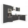 Yorki 340 sarok konyhabútor fehér korpusz,selyemfényű antracit fronttal polcos szekrénnyel