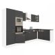 Yorki 340 sarok konyhabútor fehér korpusz,selyemfényű antracit fronttal polcos szekrénnyel