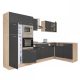 Yorki 340 sarok konyhabútor sonoma tölgy korpusz,selyemfényű antracit fronttal