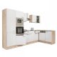 Yorki 340 sarok konyhabútor sonoma tölgy korpusz,selyemfényű fehér fronttal polcos szekrénnyel