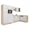 Yorki 340 sarok konyhabútor sonoma tölgy korpusz,selyemfényű fehér fronttal