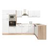 Yorki 340 sarok konyhabútor sonoma tölgy korpusz,selyemfényű fehér fronttal