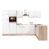 Yorki 340 sarok konyhabútor sonoma tölgy korpusz,selyemfényű fehér fronttal