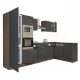 Yorki 340 sarok konyhabútor yorki tölgy korpusz,selyemfényű antracit fronttal alulagyasztós hűtős szekrénnyel