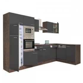 Yorki 340 sarok konyhabútor yorki tölgy korpusz,selyemfényű antracit fronttal