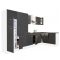 Yorki 370 sarok konyhabútor fehér korpusz,selyemfényű antracit fronttal polcos szekrénnyel és felülfagyasztós hűtős szekrénnyel