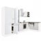 Yorki 370 sarok konyhabútor fehér korpusz,selyemfényű fehér front alsó sütős elemmel polcos szekrénnyel, alulfagyasztós hűtős szekrénnyel