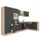 Yorki 370 sarok konyhabútor sonoma tölgy korpusz,selyemfényű antracit fronttal polcos szekrénnyel