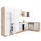 Yorki 370 sarok konyhabútor sonoma tölgy korpusz,selyemfényű fehér fronttal polcos szekrénnyel és felülfagyasztós hűtős szekrénnyel
