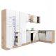 Yorki 370 sarok konyhabútor sonoma tölgy korpusz,selyemfényű fehér fronttal polcos szekrénnyel és felülfagyasztós hűtős szekrénnyel