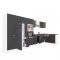 Yorki 430 sarok konyhabútor fehér korpusz,selyemfényű antracit fronttal felülfagyasztós hűtős szekrénnyel