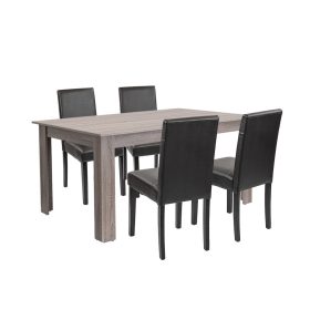 Leon 4+1 étkező garnitúra yorki tölgy-fekete