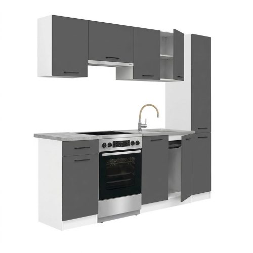 Praktik 210 konyhabútor fehér korpusz, antracit front